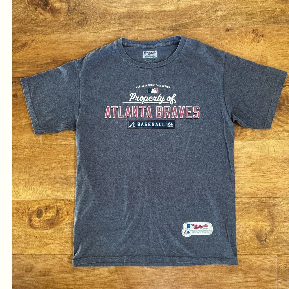Majestic Atlanta Braves MLB Authentic Collection T-Shirt Mens Medium Grey